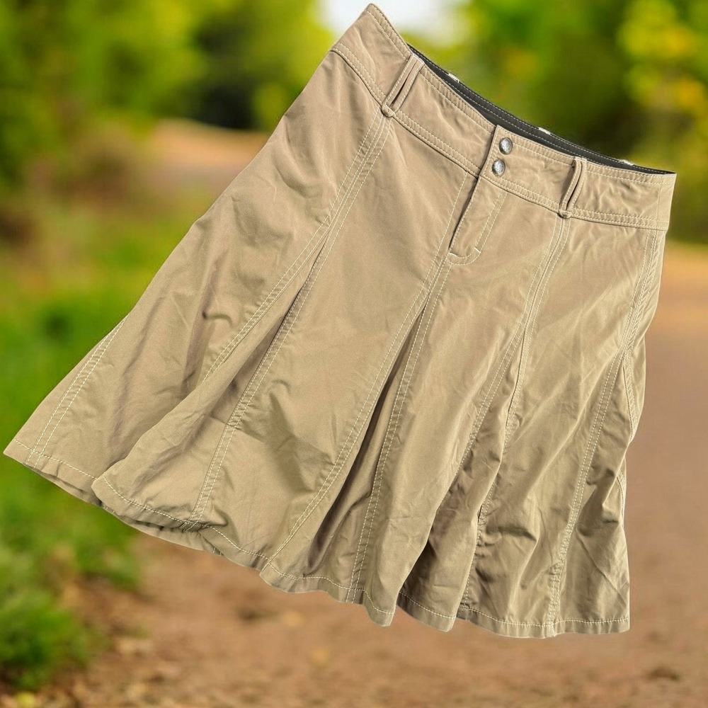 Athleta Skort Women 4 Tan Khaki Pleated Athletic‎ Golf Tennis Hiking Activewear